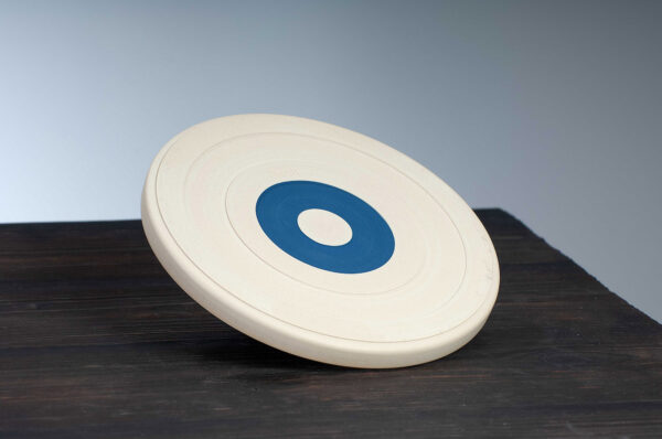 bottom view of side plate with navy rim