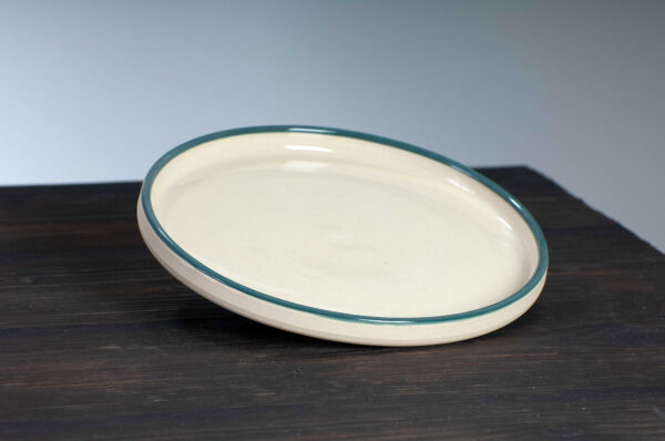 top view of side plate with teal rim